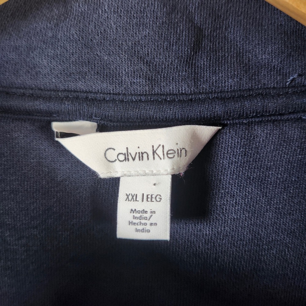 Calvin Klein Mens XXL Full Zip Sweatshirt Blue Marled Mixed Media Fleece Jacket‎ - Picture 2 of 13